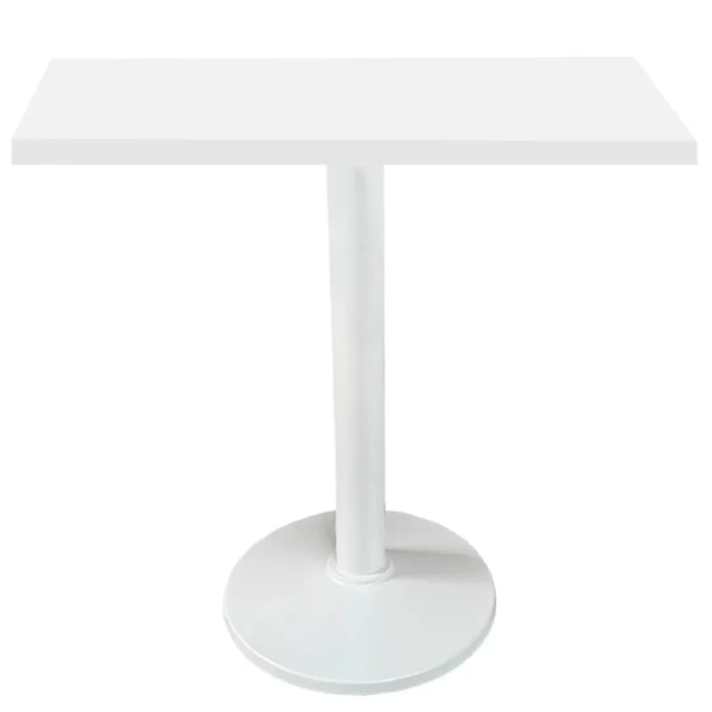 Mesa Zeta Ferro Branco 75 Cm (alt) Disco Redondo Tampo Mdp Quadrado 70 Cm (larg) X 2,50 Cm Alt Branco