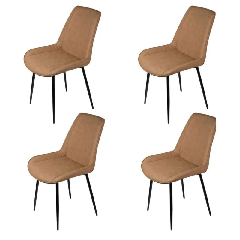 Kit 4 Cadeiras de Jantar Volga Estrutura em Aço PU Caramelo OR Design - ór design