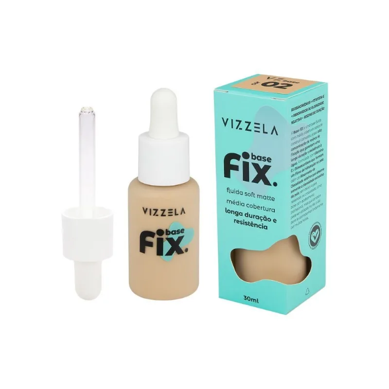 Base Líquida Fix Vizzela Cor 02 - 30ml - Vizzela