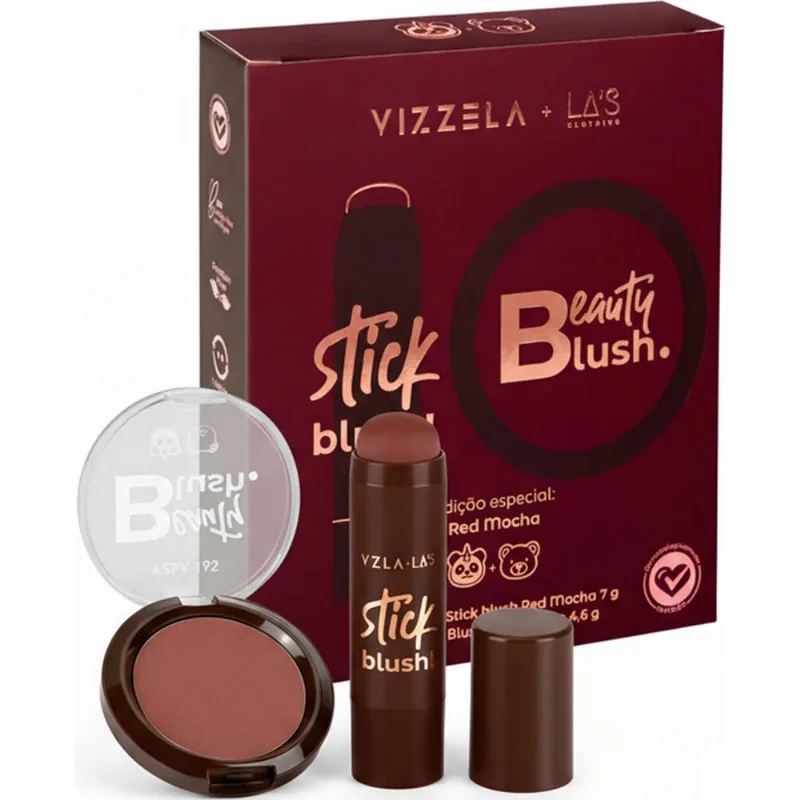 Kit Blushe Compacto e Stick Red Mocha Vizzela + La's