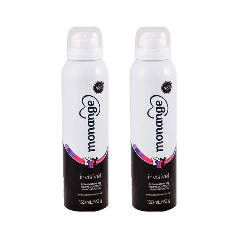 Kit Com 2 Desodorante Aerosol Monange Invisível 150Ml