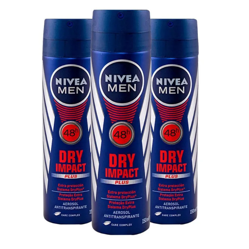 Kit 3 Desodorante Aerosol Nivea Masculino Dry Impact 150Ml
