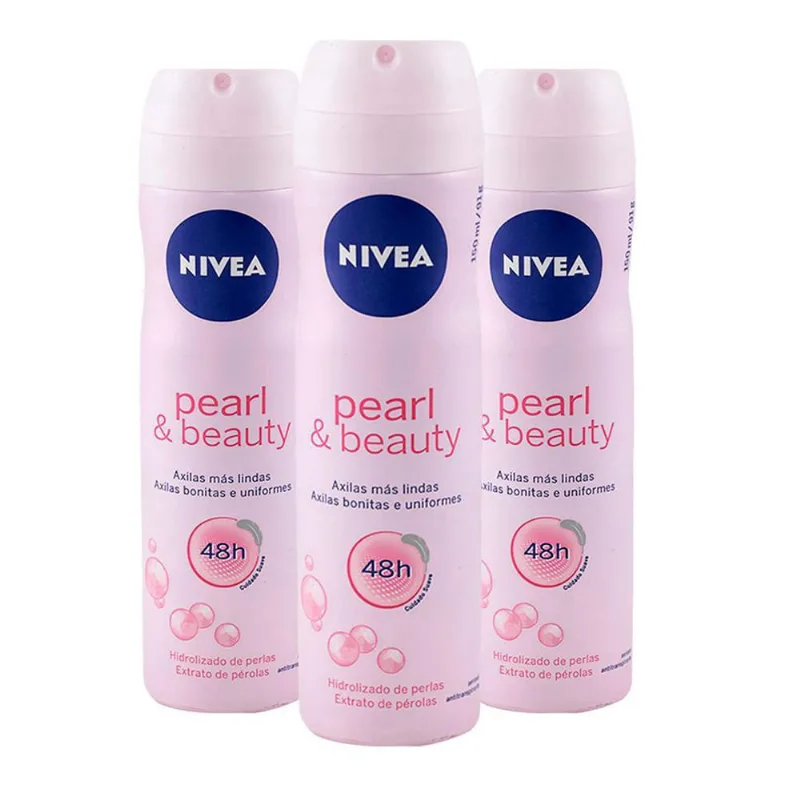Kit Com 3 Desodorante Aerosol Nivea Pearl&Beauty 48H 150Ml