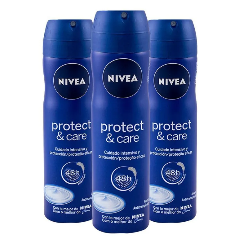 Kit Com 3 Desodorante Aerosol Nivea Protect&Care 48H 150Ml