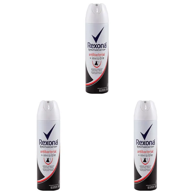 Kit Com 3 Desodorante Aerosol Rexona Antibac + Invisible 90G