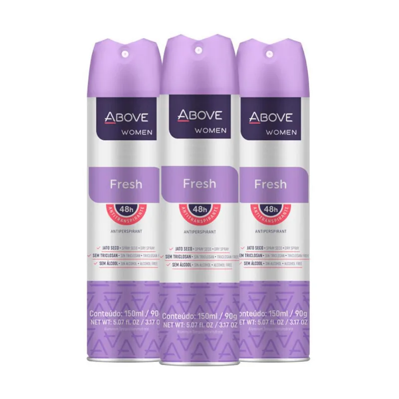 Desodorante Aerossol Above Fresh Feminino 48H 150Ml (3 Und)