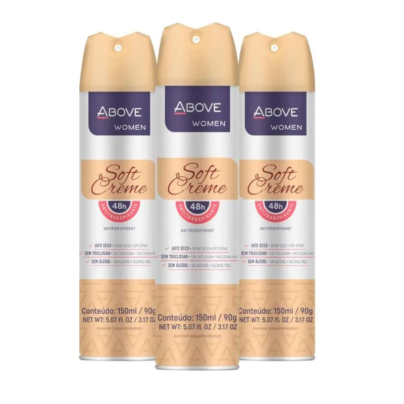 Desodorante Aerossol Feminino Above Soft Creme 48H (3 Und)