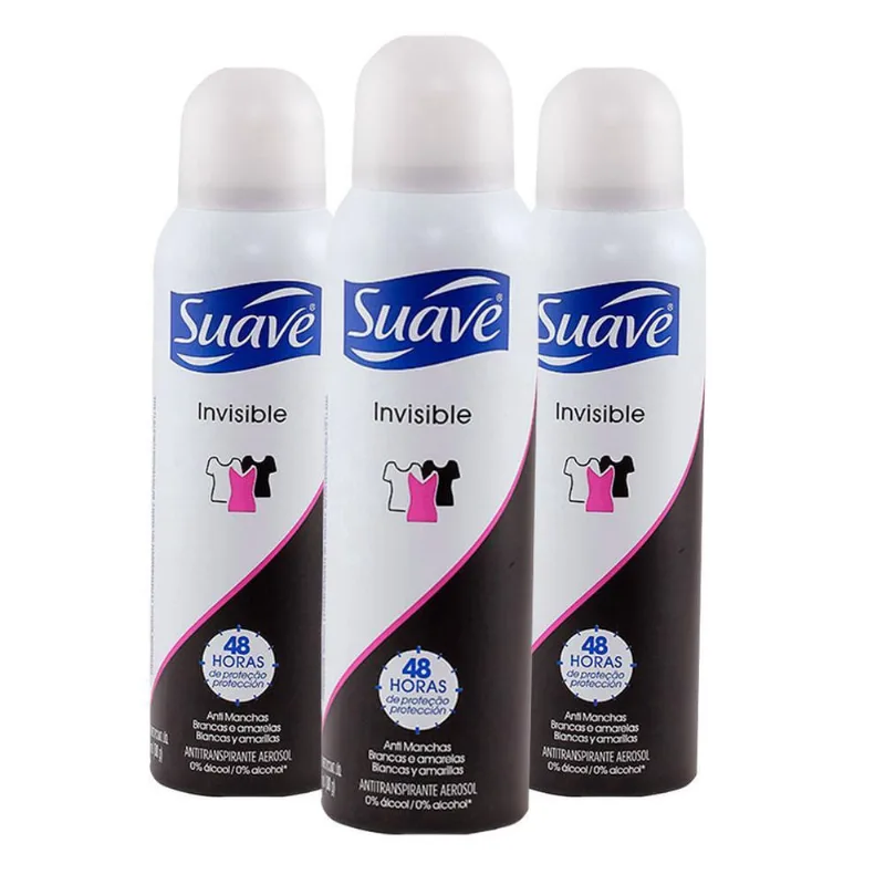 Kit Com 3 Desodorante Aerosol Suave Invisible 48H 150Ml