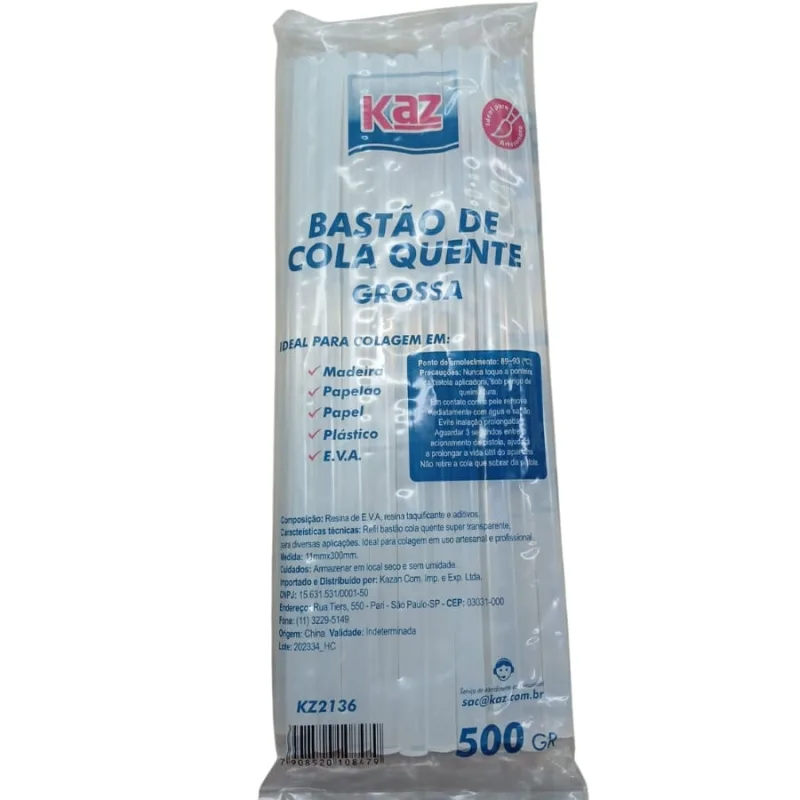 Refil Bastão de Cola Quente GROSSA  Pacote 500g - KAZ - KAZ