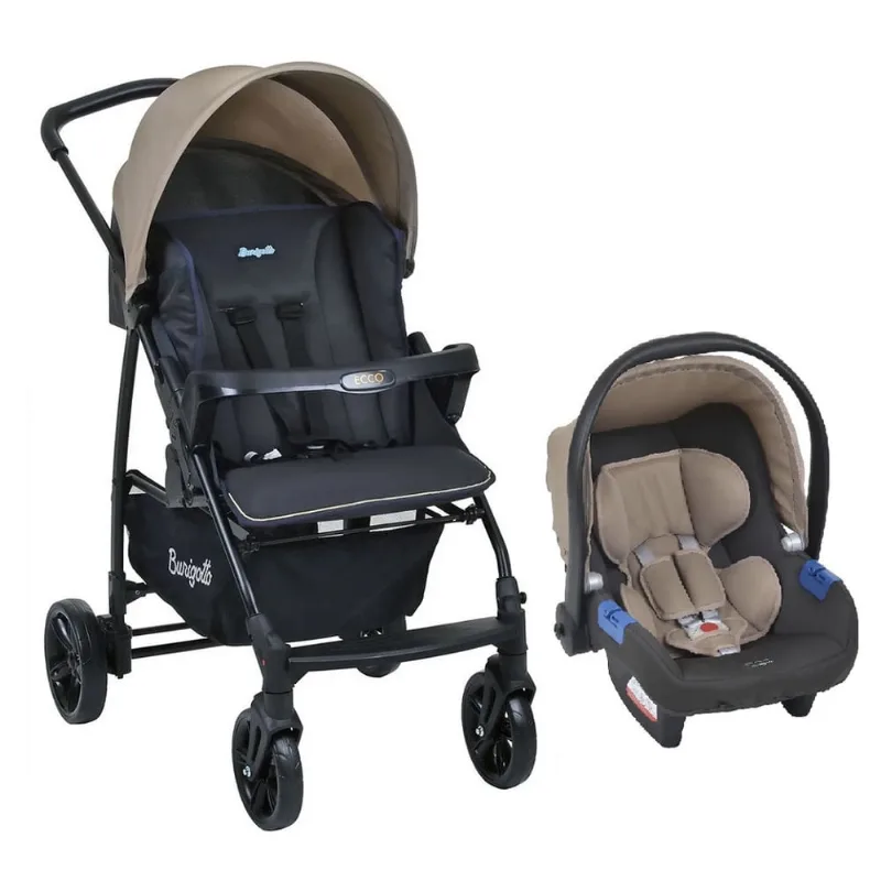 Carrinho Ecco Bege Com Bebê Conforto Touring X - Burigotto