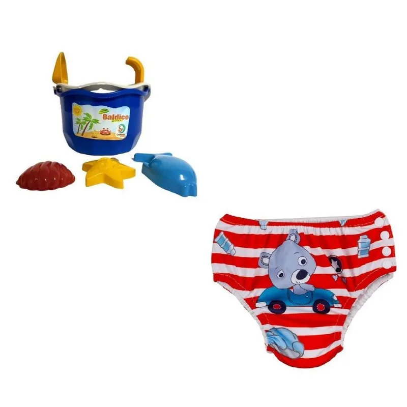 Kit Praia Balde Com Sunguinha Reutilizável Ursinho
