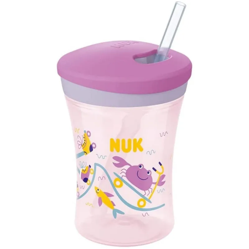 Copo Evolution Action Cup 230ml (12m + ) Rosa Caranguejo - Nuk