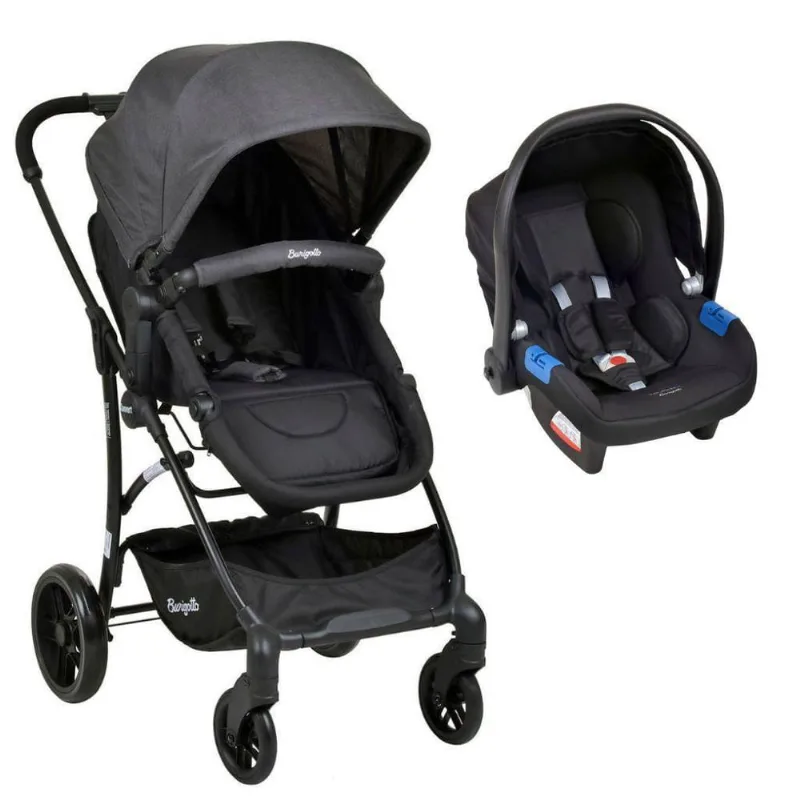 Carrinho Convert Dark Grey Com Bebê Conforto Touring X Preto