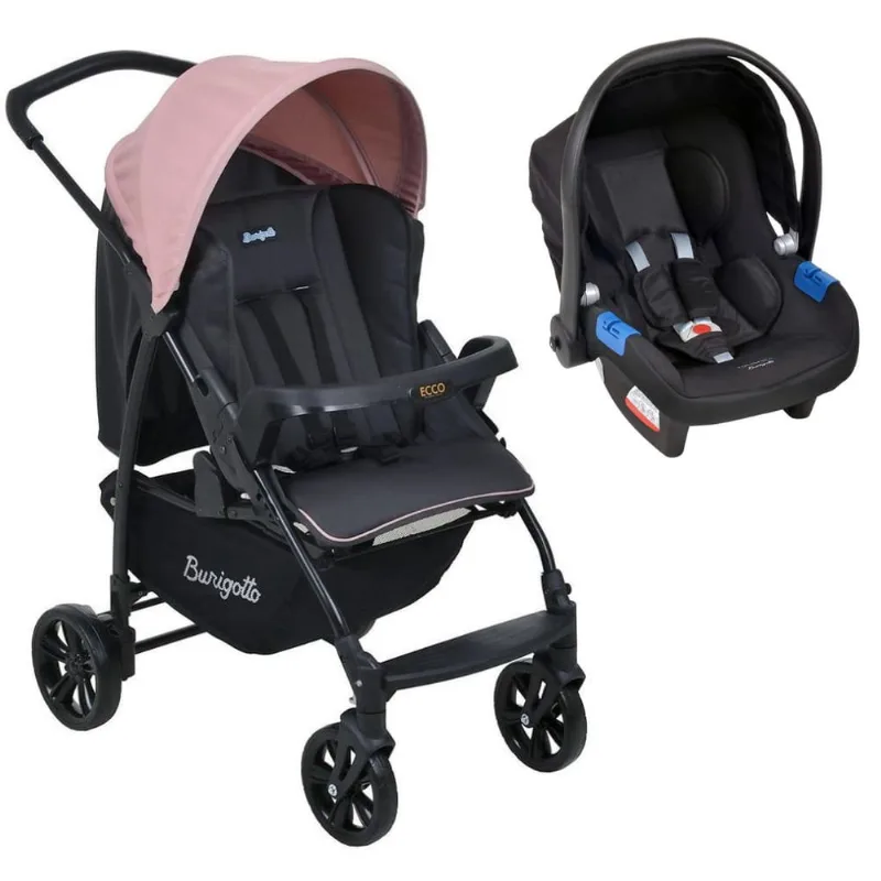 Conjunto Carro Ecco cz Rosa com Bebê Conforto - Burigotto
