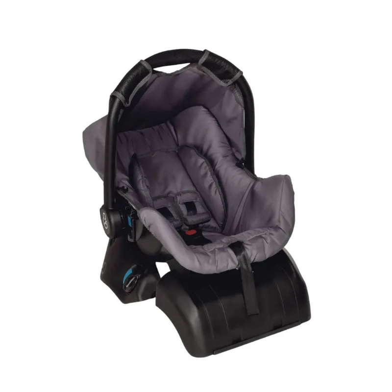 Conjunto Bebê Conforto Grid Preto Cinza com Base - Galzerano