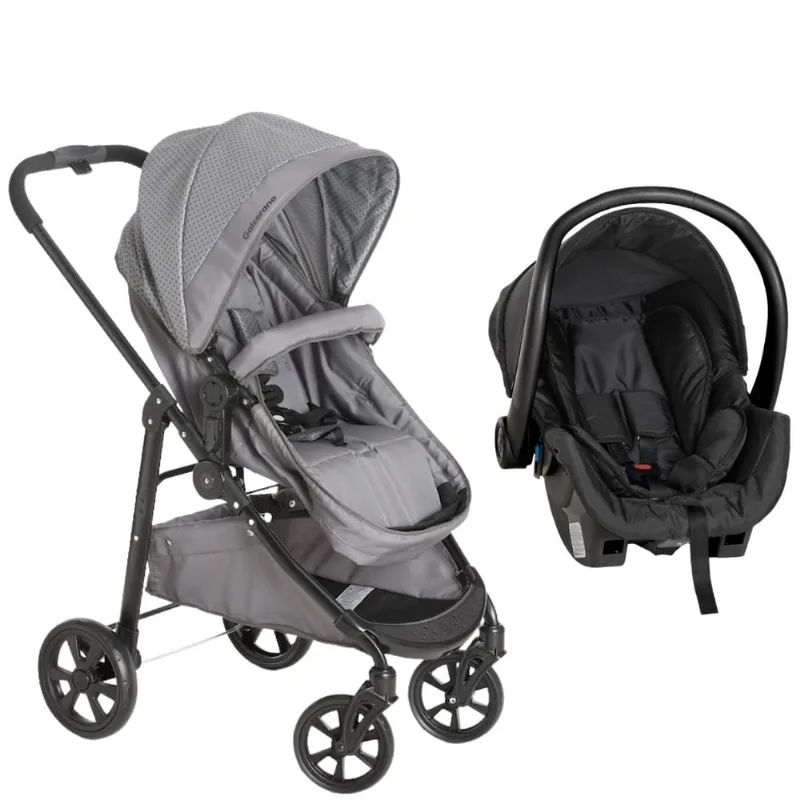 Carrinho Olympus Cinza Com Bebê Conforto - Galzerano