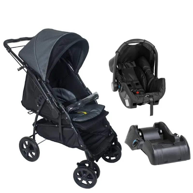 Travel System Maranello ii Preto Cinza com Base - Galzerano