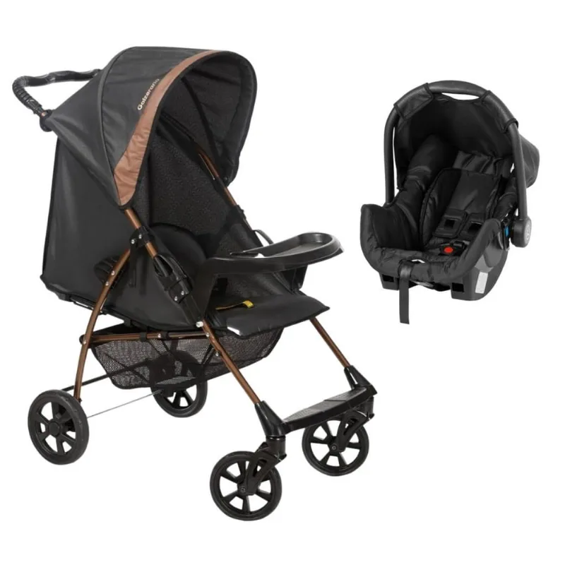 Carrinho Romano Preto Cobre com Bebê Conforto - Galzerano