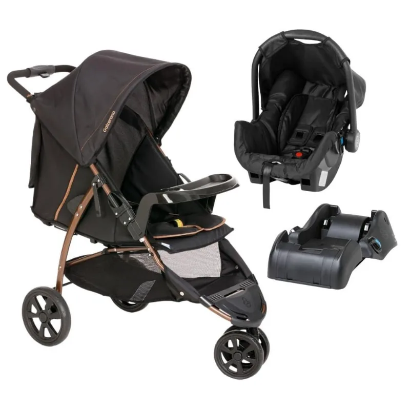 Carrinho Travel System Cross Trail Preto c/ Base - Galzerano