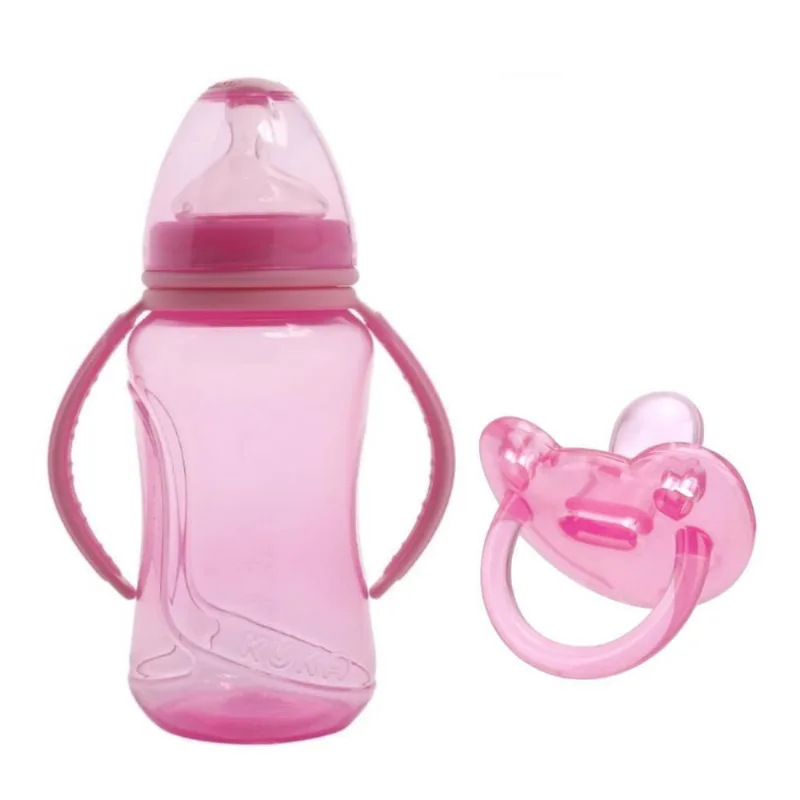 Mamadeira 330 Ml E Chupeta Soft Silicone Rosa 6M + - Kuka