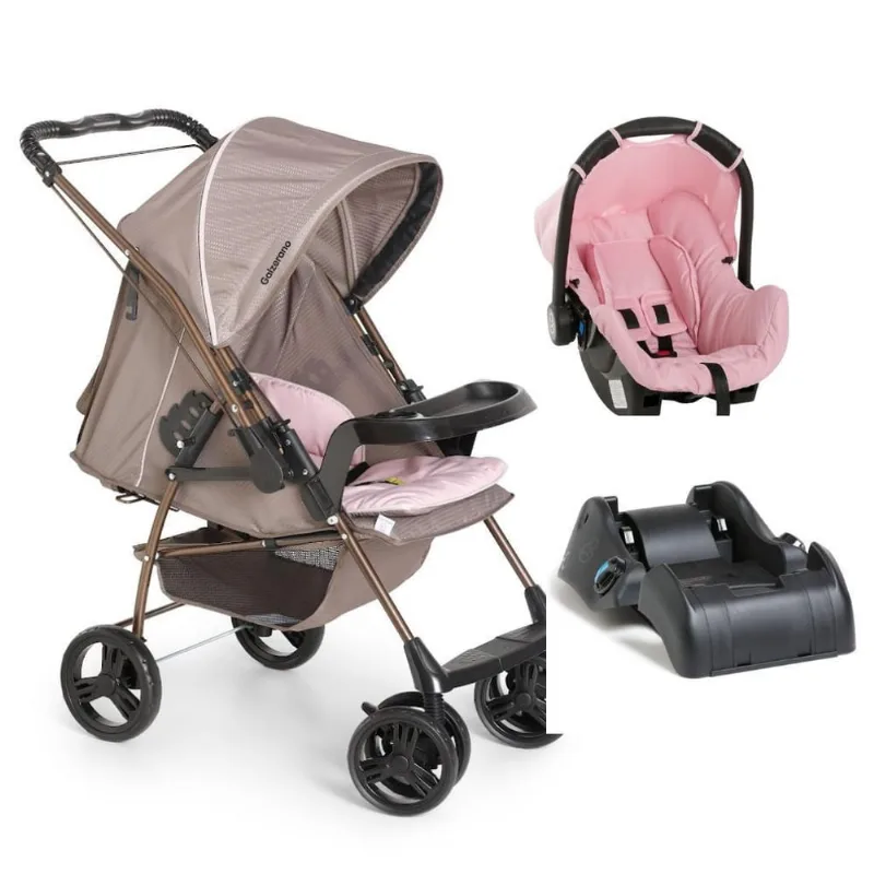 Carrinho Milano Rev ii + Bebê Conforto Rosa - Galzerano