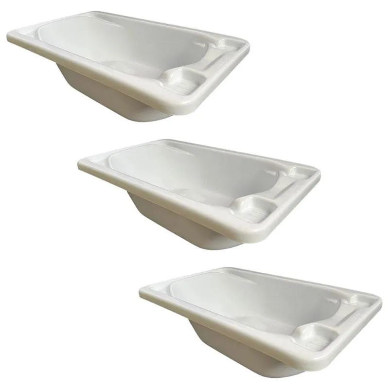 Kit 3 Banheiras Bebê Plástica Rígida Branco - Galzerano