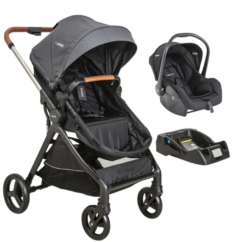 Carrinho Speedy Melange Grafite com Bebê Conforto e Base