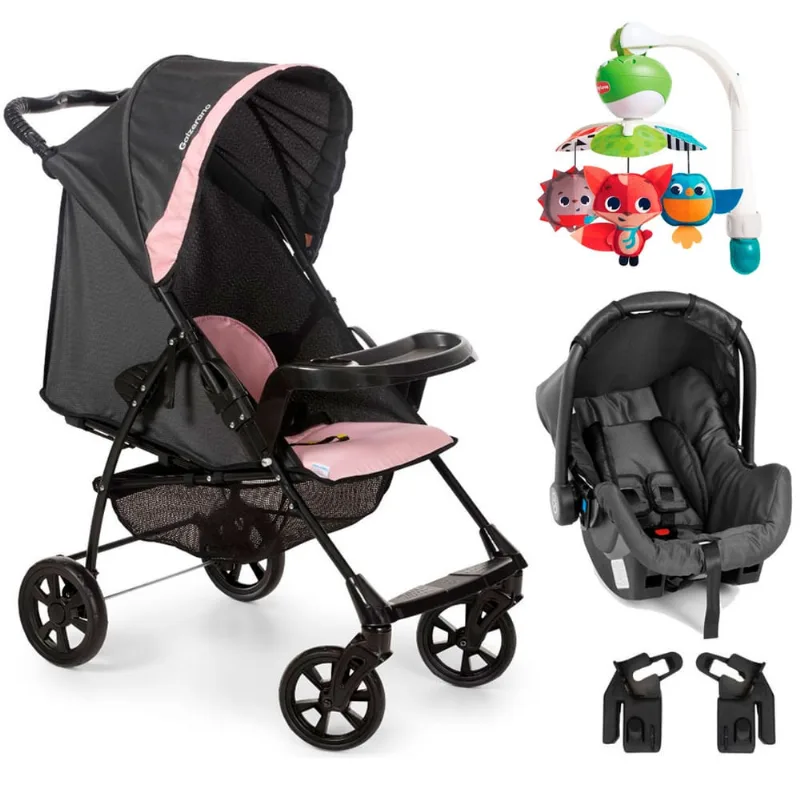 Carrinho de Bebê Romano com Bebê Conforto e Móbile Take