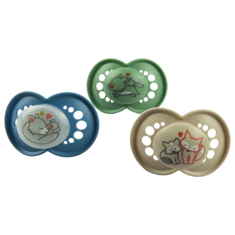 Chupeta Day&Night Tripla ( + 6M) Animais Azul - Mam