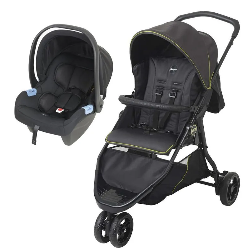 Carrinho De Bebê Cr3 Gray Neon Com Bebê Conforto - Burigotto