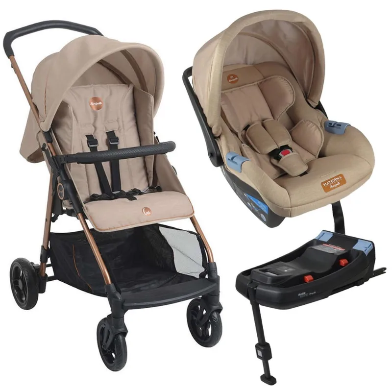Carrinho de Bebê Lui Mon Amour Bebê Conforto e Base Isofix