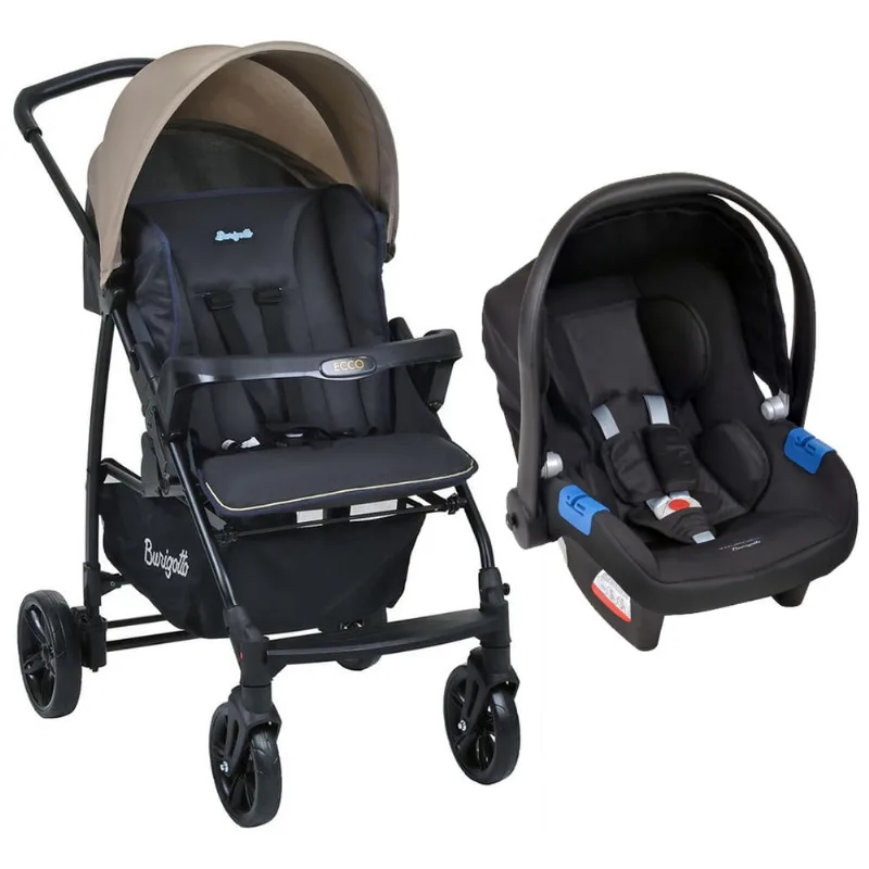 Carrinho de Bebê Ecco cz Bege e Bebê Conforto Touring X