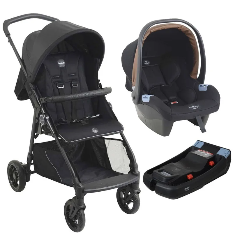 Carrinho de Bebê Lui Grafite com Bebê Conforto e Base Belted