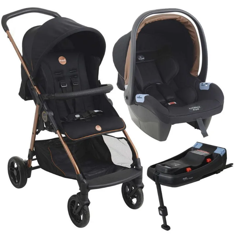 Carrinho De Bebê Lui Bebê Conforto Preto Cobre E Base Isofix