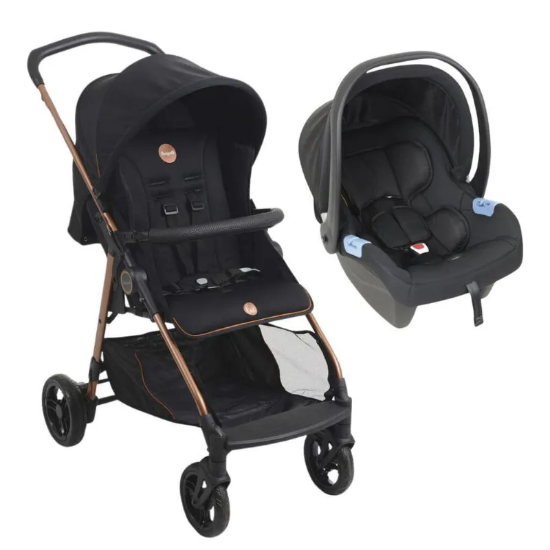 Carrinho De Bebê Lui Preto Cobre E Bebê Conforto Materna