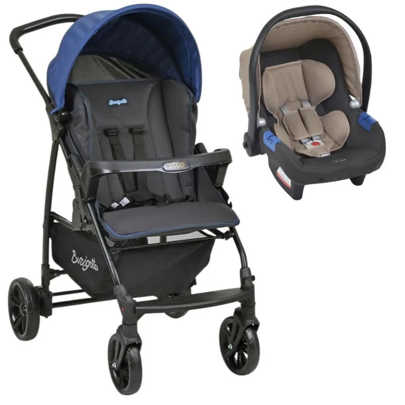 Carrinho de Bebê Ecco cz Azul e Bebê Conforto - Burigotto