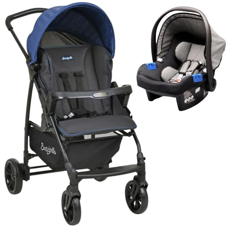 Carrinho de Bebê Ecco cz Azul e Bebê Conforto - Burigotto