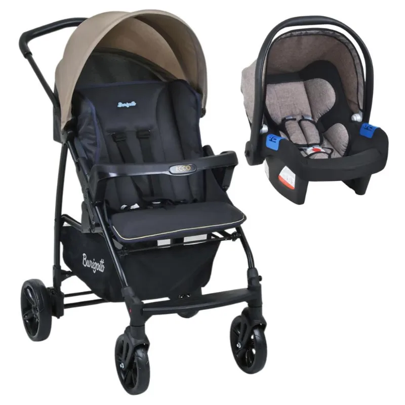 Carrinho de Bebê Ecco cz Bege e Bebê Conforto - Burigotto