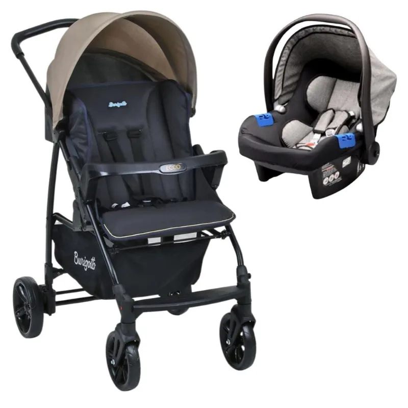 Carrinho de Bebê Ecco cz Bege e Bebê Conforto - Burigotto
