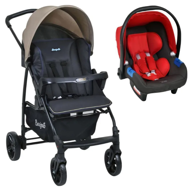 Carrinho de Bebê Ecco cz Bege e Bebê Conforto - Burigotto