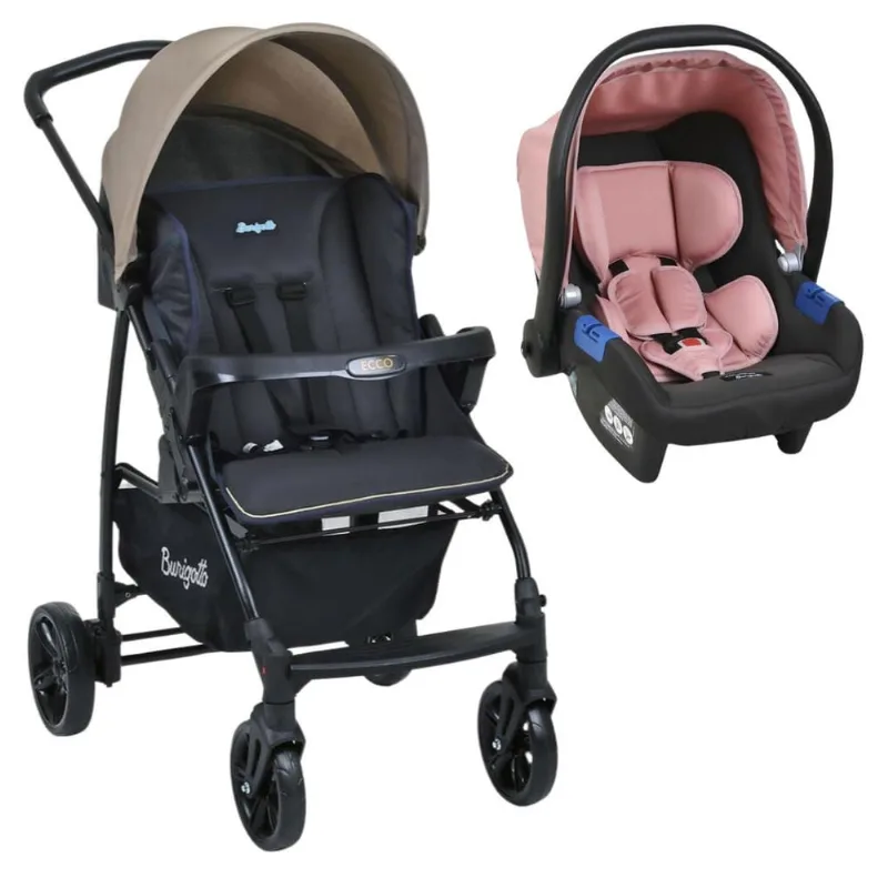 Carrinho de Bebê Ecco cz Bege e Bebê Conforto - Burigotto