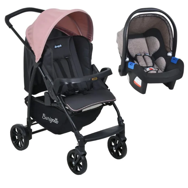 Carrinho de Bebê Ecco cz Rosa e Bebê Conforto - Burigotto