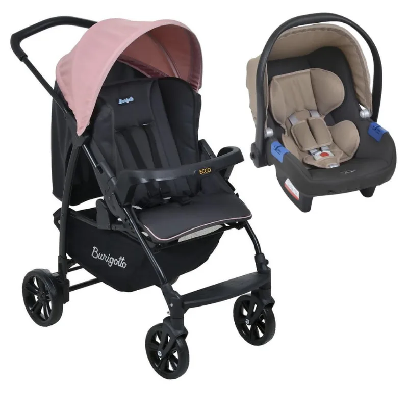 Carrinho de Bebê Ecco cz Rosa e Bebê Conforto - Burigotto