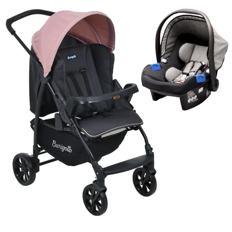 Carrinho de Bebê Ecco cz Rosa e Bebê Conforto - Burigotto