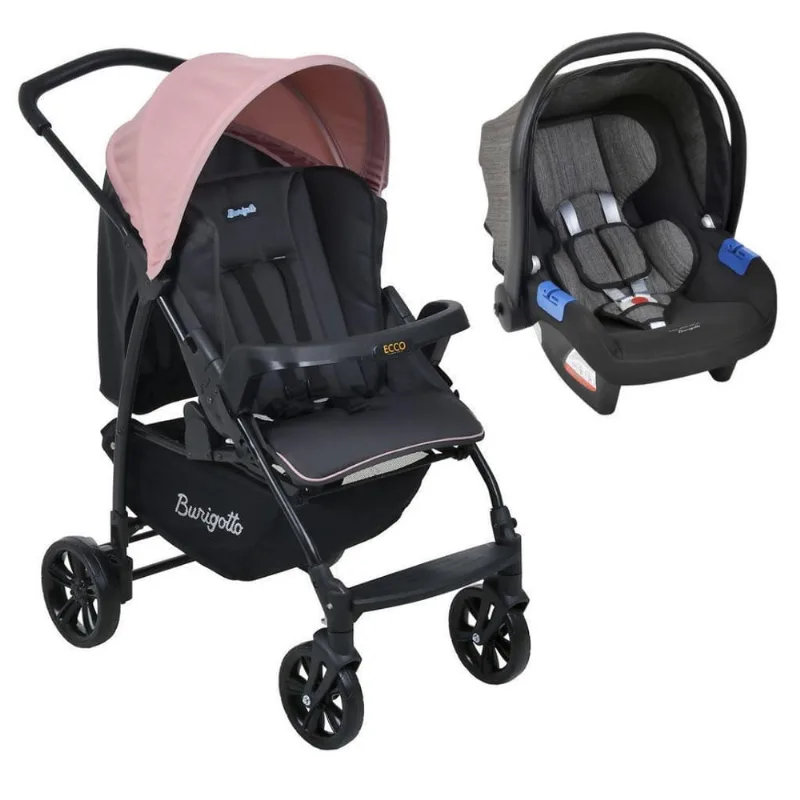 Carrinho De Bebê Ecco Cz Rosa E Bebê Conforto - Burigotto