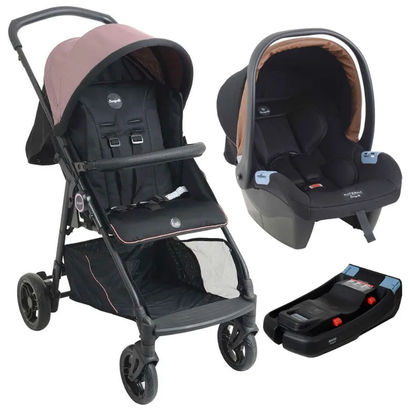 Carrinho de Bebê Lui Rose com Bebê Conforto e Base Belted