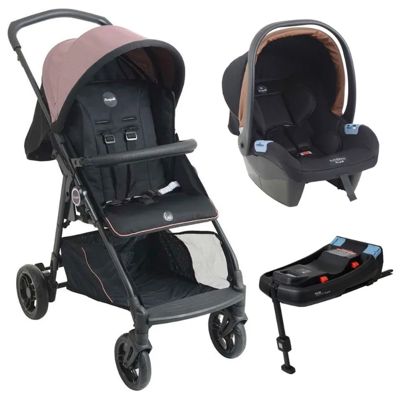 Carrinho de Bebê Lui Rose com Bebê Conforto e Base Isofix