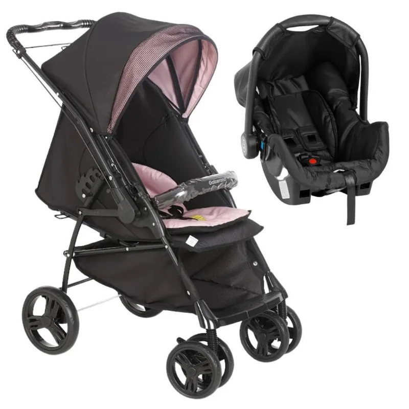 Carrinho De Bebê Maranello Ii Preto Rosa E Bebê Conforto