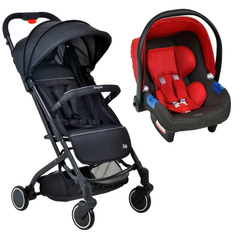 Carrinho Zap Black e Bebê Conforto Touring X cz Vermelho