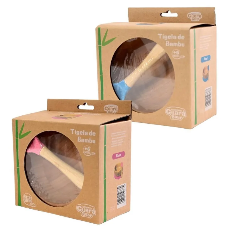 Kit Tigela De Bambu Com Ventosa Rosa E Azul - Turminha Guará